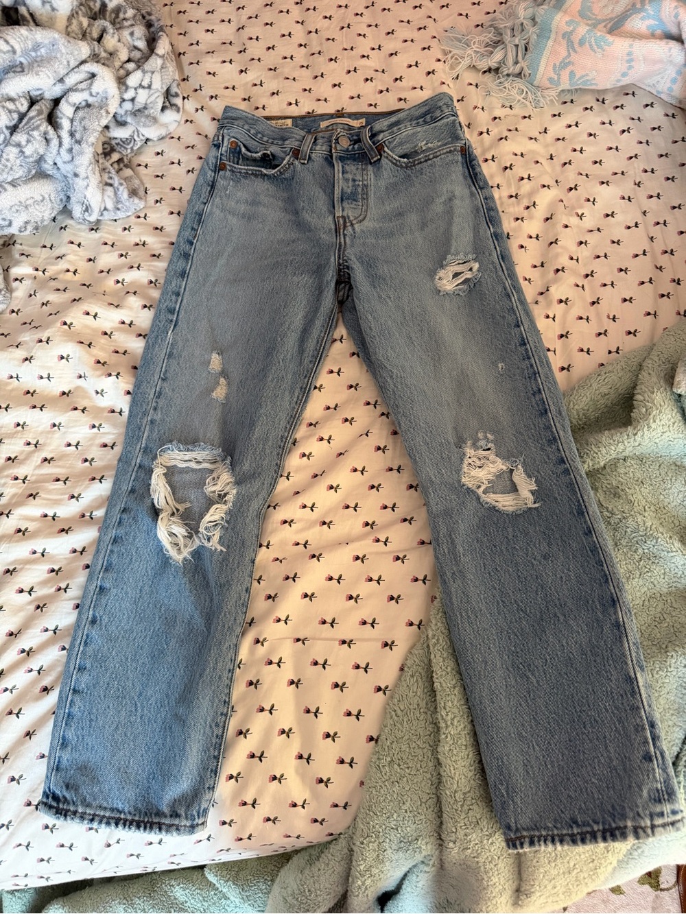 Levi’s Wedgie Straight Jeans 25 Cropped Ankle High Rise 24.5 Ins